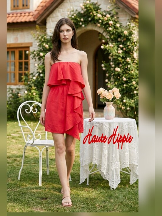 Haute Hippie Dresses & Skirts - HAUTE HIPPIE SILK MINI Ruffled DRESS EUC strapless. Semi Formal Cocktail Dress.